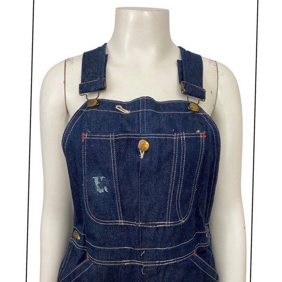 1950s RARE Blue Bell Selvage Dark Denim Bib Overalls Workwear / Women’s XS * - Picture 5 of 5